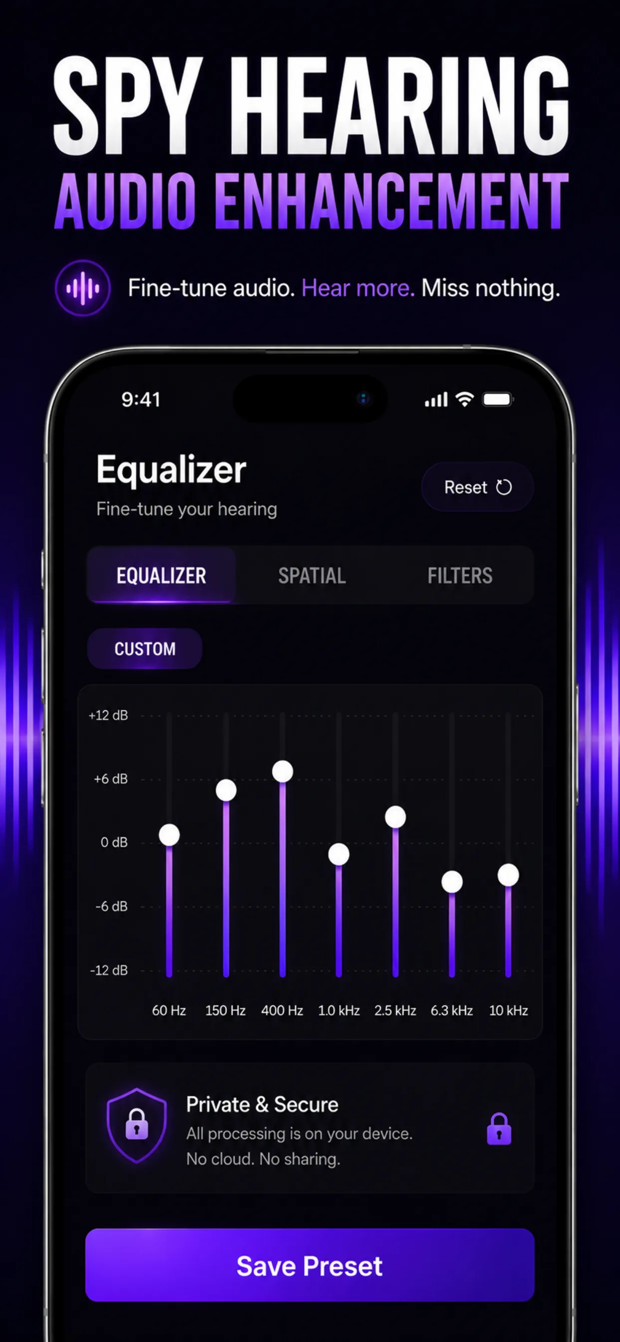 Spy Hearing 8-band parametric equalizer